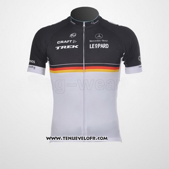 2011 Maillot Ciclismo Trek Leqpard Champion Allemagne Noir et Jaune Manches Courtes et Cuissard